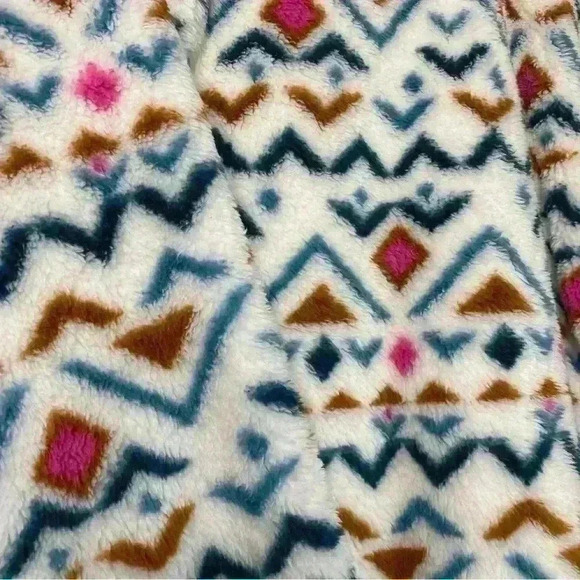 Eddie Bauer Midweight Plush Quarter Zip Fleece Pullover Vanilla Aztec Small - Picture 6 of 8